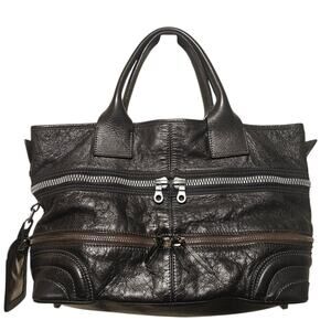Chloé Spring 2006 Anthracite Black Leather Zippered Tote